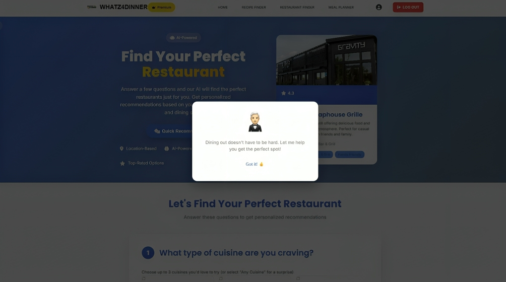 AI Restaurant Finder Experience